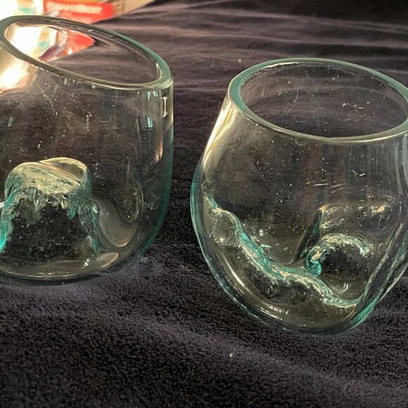 Set of Hand Blown molten glass with organic / odd shapes - Terrarium / Planters - Picture 4 of 7